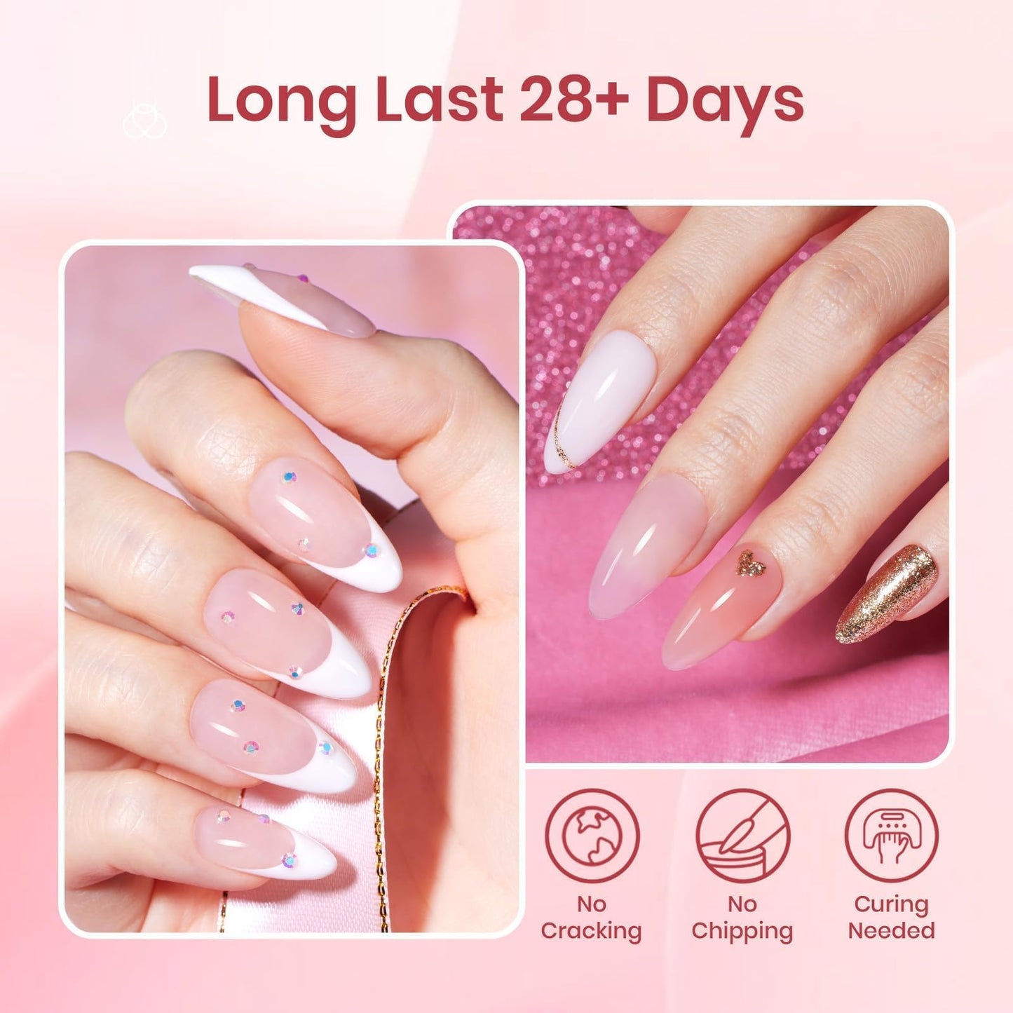 Beetles Poly Nail Gel Kit - 6 Colors Jelly Nude Extension Kit with Slip Solution Builder Nail Enhancement for Beginner & Professional Long Lasting DIY Home Gift for Women, UV & LED Needed