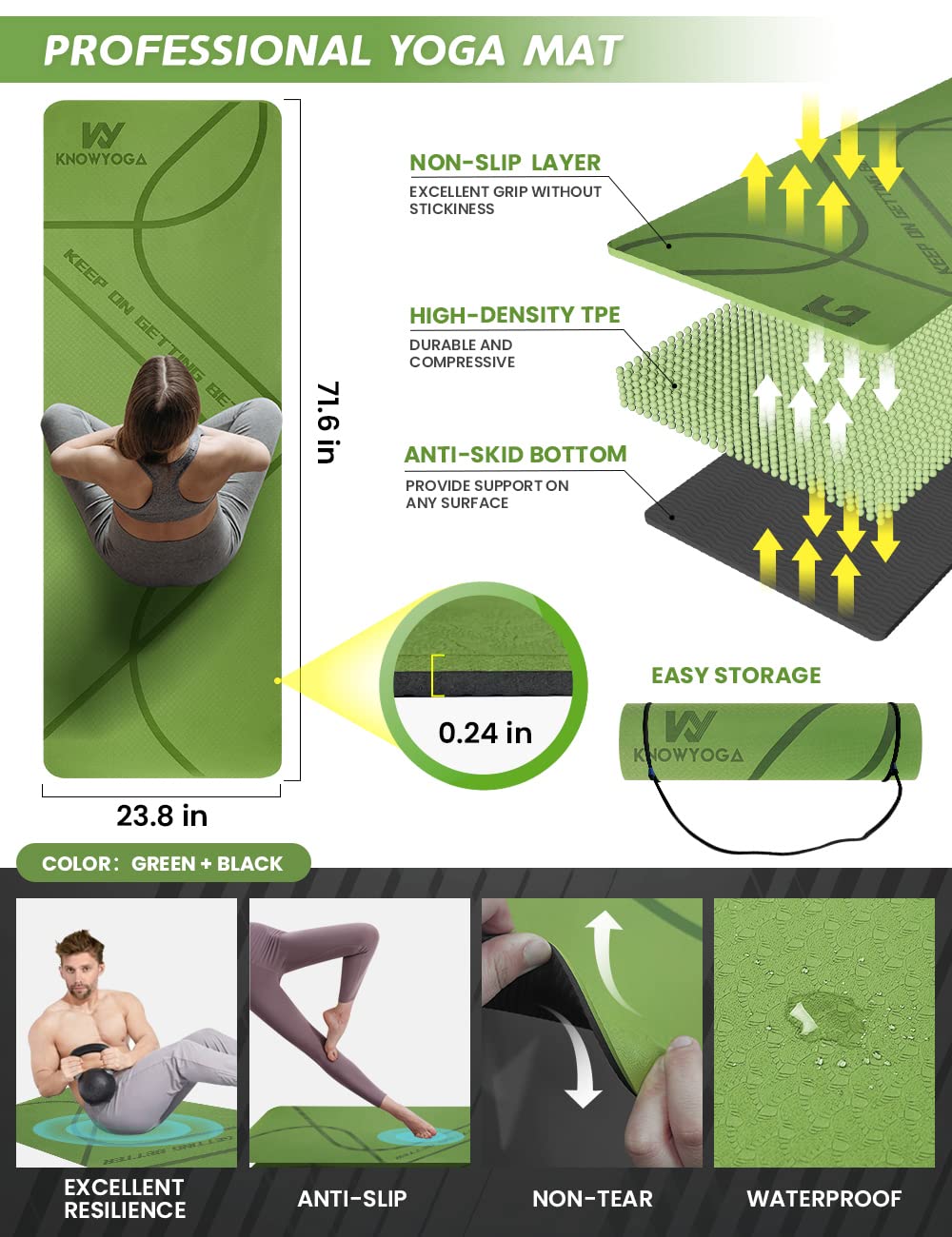 Yoga Starter Kit 12 in 1 - Mat, Blocks, Foam Roller, 4 Resistance Bands With Strap, 2 Peanut Massage Balls for Women & Men, Beginners