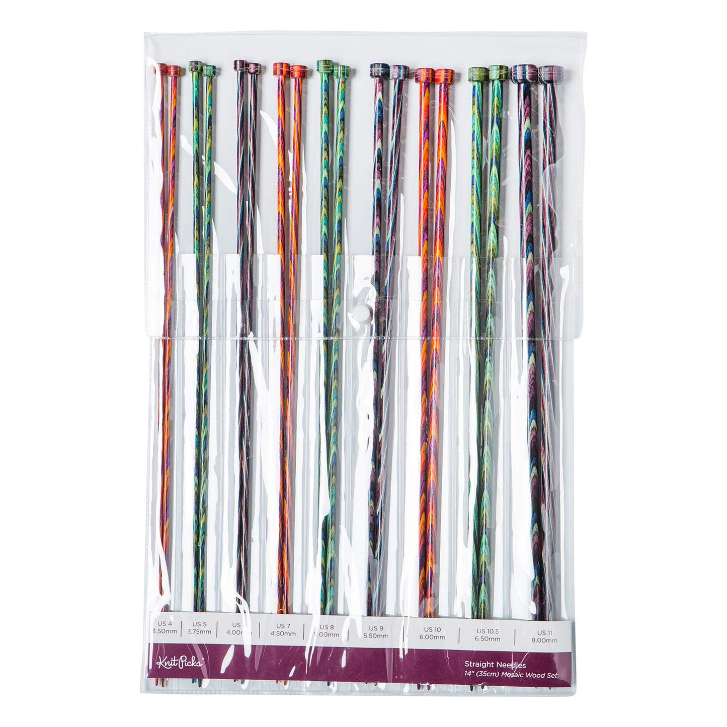 Knit Picks Straight Single Point Wood Knitting Needle Set US 4-11 (Mosaic 14")