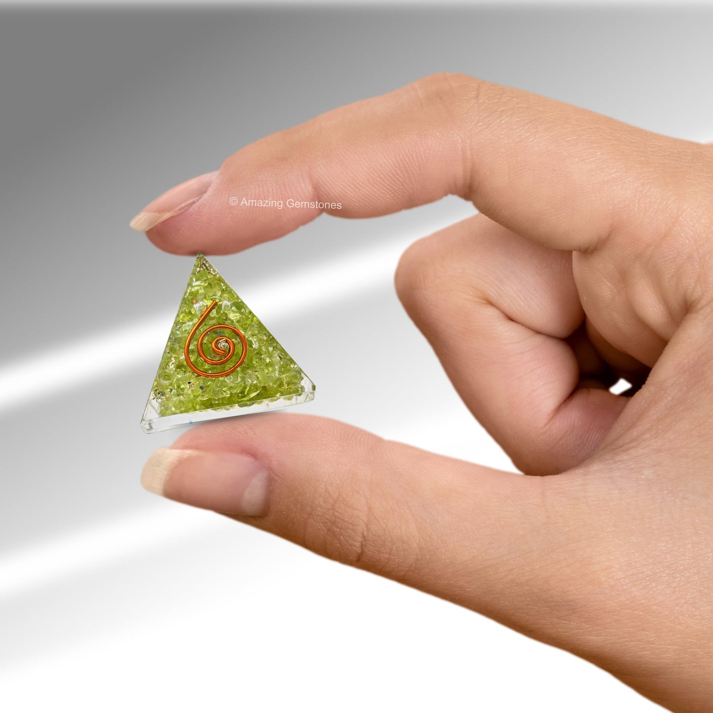 Amazing Gemstone Peridot Orgone Pyramid - 30mm Small Orgonite Pyramids with Crystals and Healing Stones - Authentic Organite Gifts