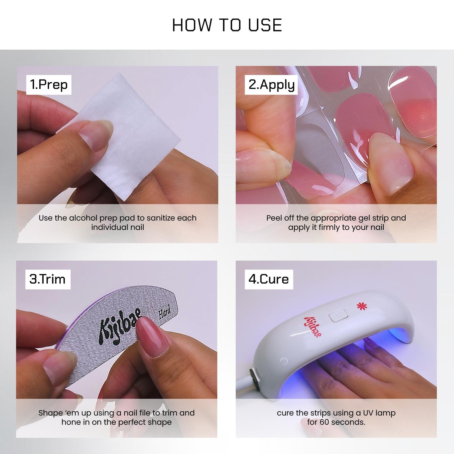 Kijibae Semi Cured Gel Polish Strips | 24pc UV LED Required Wraps | Gift Peel and Stick Nails | Coquette DIY Home Manicure | Press On Alternative (Cough Syrup)