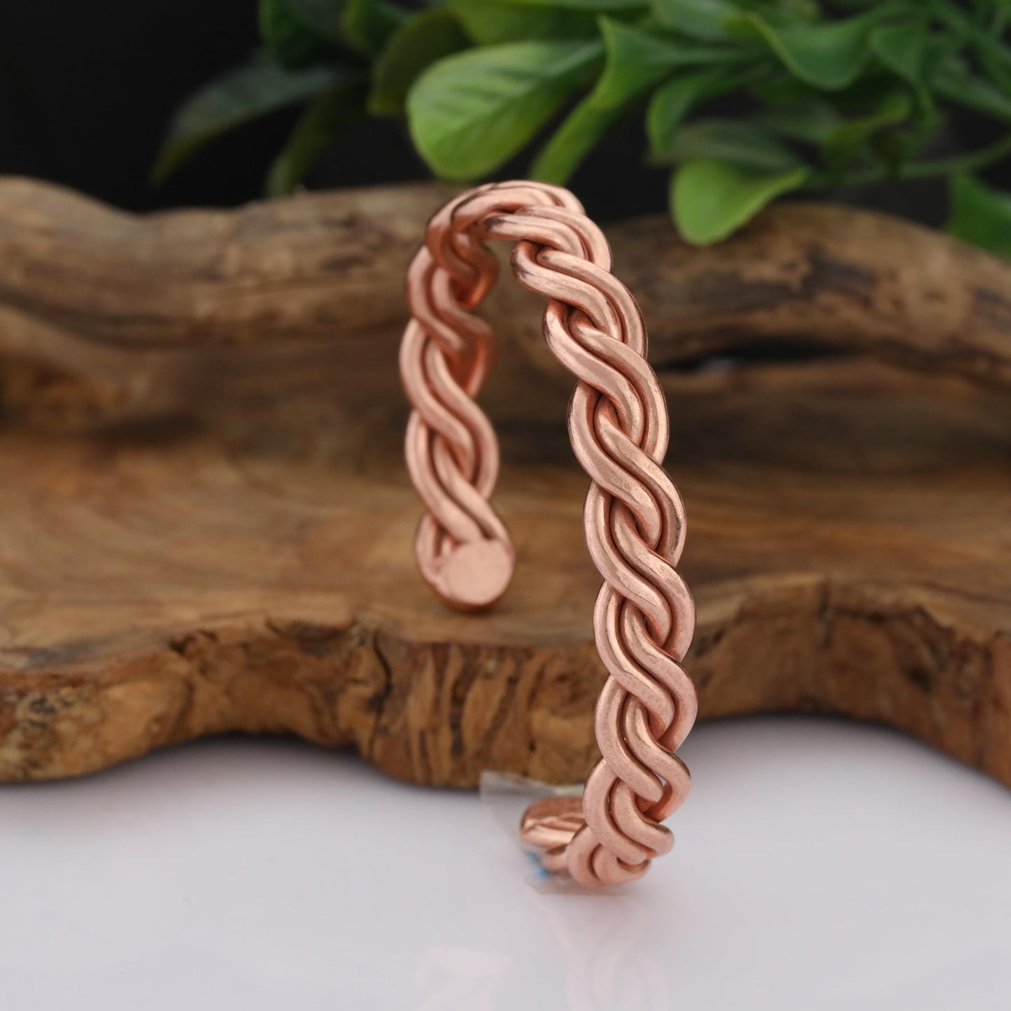 tunarts Handmade Elegant Copper Bracelet for Women and Men-Pure Copper Bracelet for Pain Relief-Adjustable,Thickest,Twisted Copper Wire Bracelet (red helix)