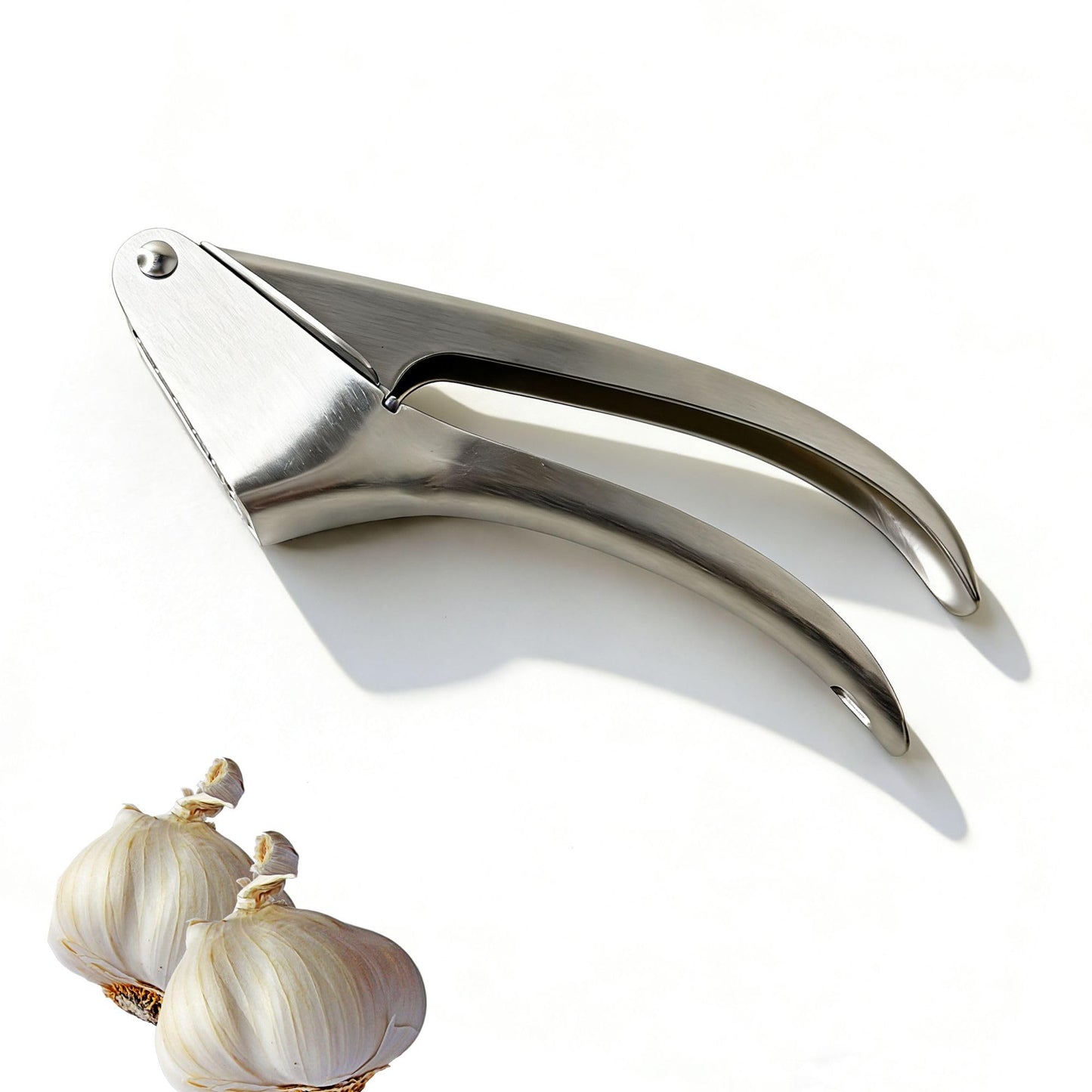 Stainless Steel Garlic Press, Easy to Squeeze, Ergonomic Handle, No Need to Peel Garlic Press,Garlic Mincer, Garlic Ginger Crushing Tool, Silver