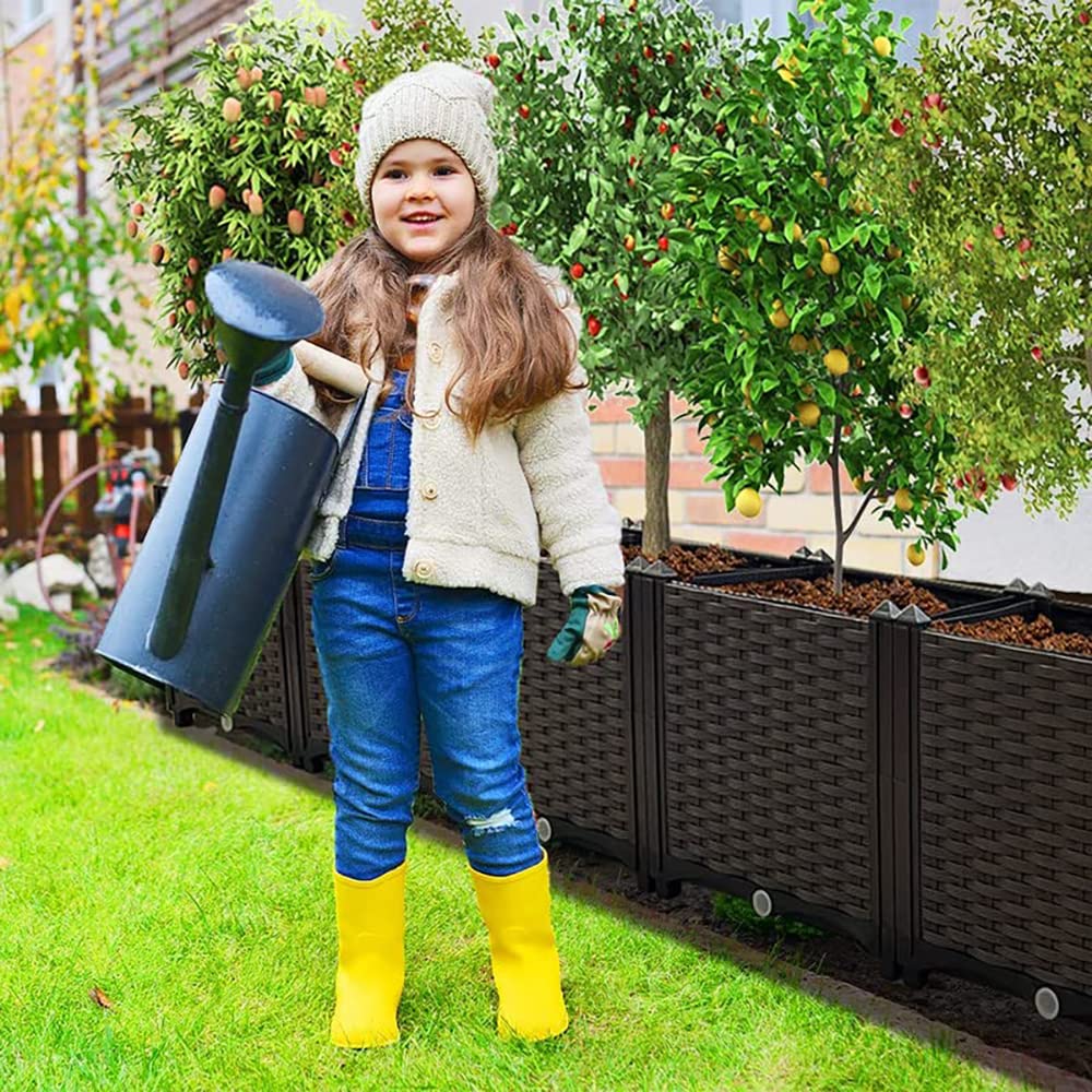 Souwuokoo Large Planters for Outdoor Plants Raised Garden Bed Kit Rectangular Elevated Plastic Garden Boxes for Gardening Vegetables Flowers in Backyard Patio Balcony