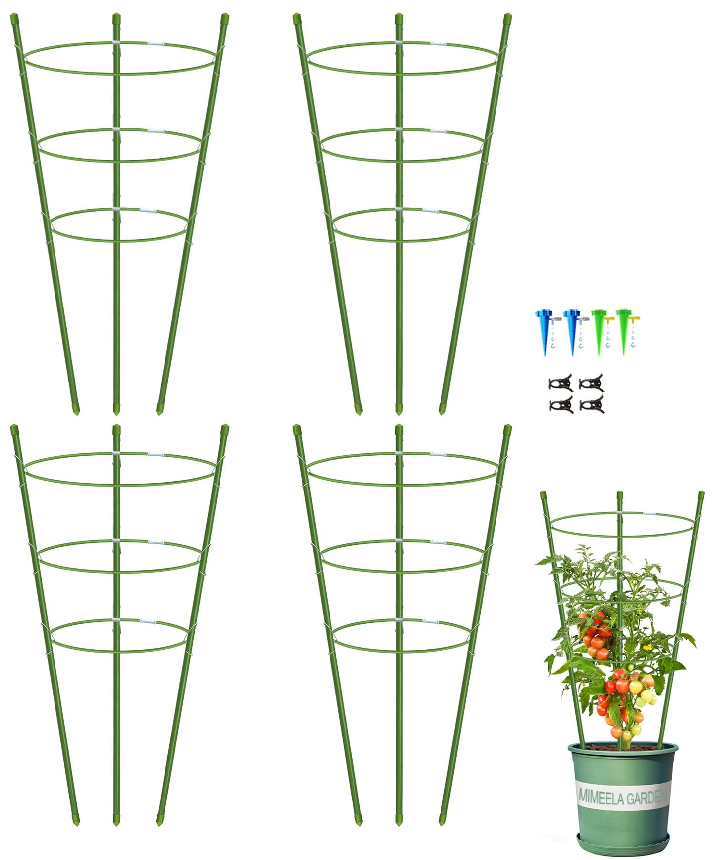 4 Pack Garden Plant Support Tomato Cage, Upgrade 24" Trellis for Climbing Plants, Plant Trellis Kits (24")