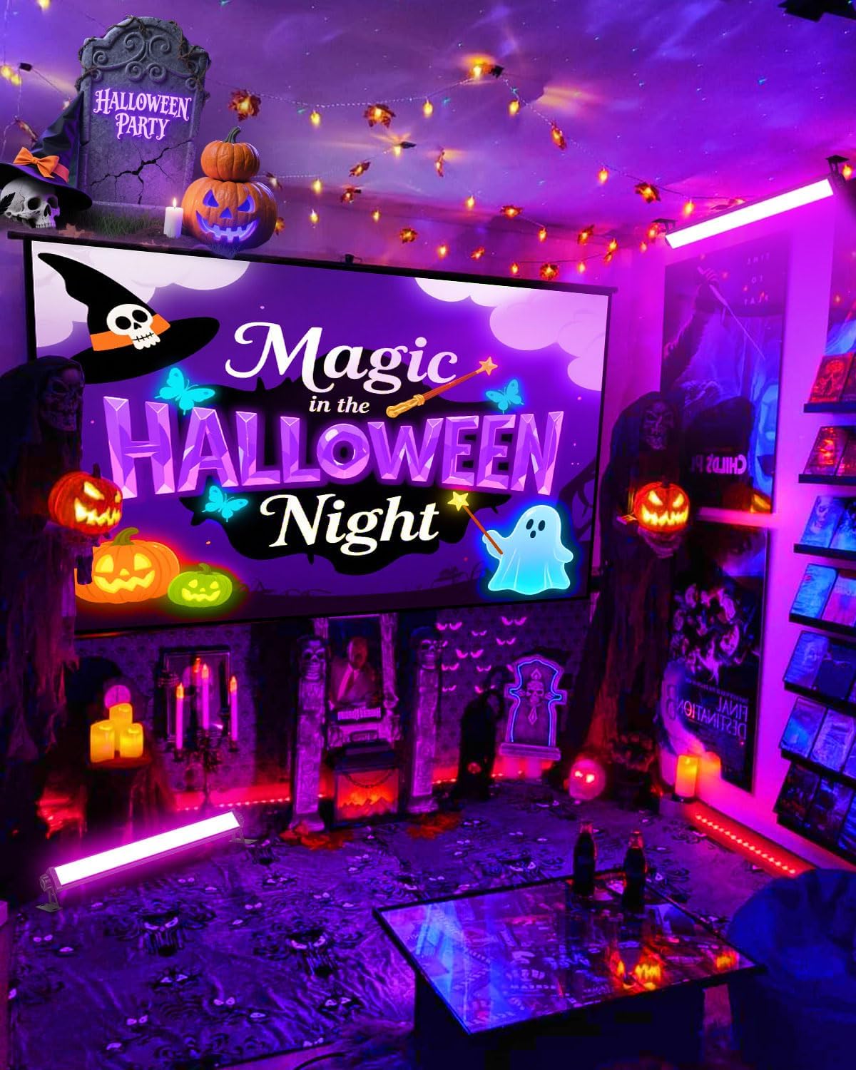 8 Pack 40W LED Black Light Bar, Black Lights Light Up 4000ft² with Switch+Plug+6ft Cord, for Glow Party Supply, Halloween, Bedroom, Body Paint, Fluorescent Party
