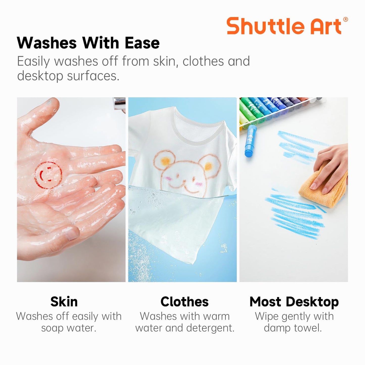Shuttle Art Tempera Paint Sticks, 20 Pastel Colors, Solid Tempera Paint for Kids, Super Quick Drying, Works Great on Paper Wood Glass Ceramic Canvas