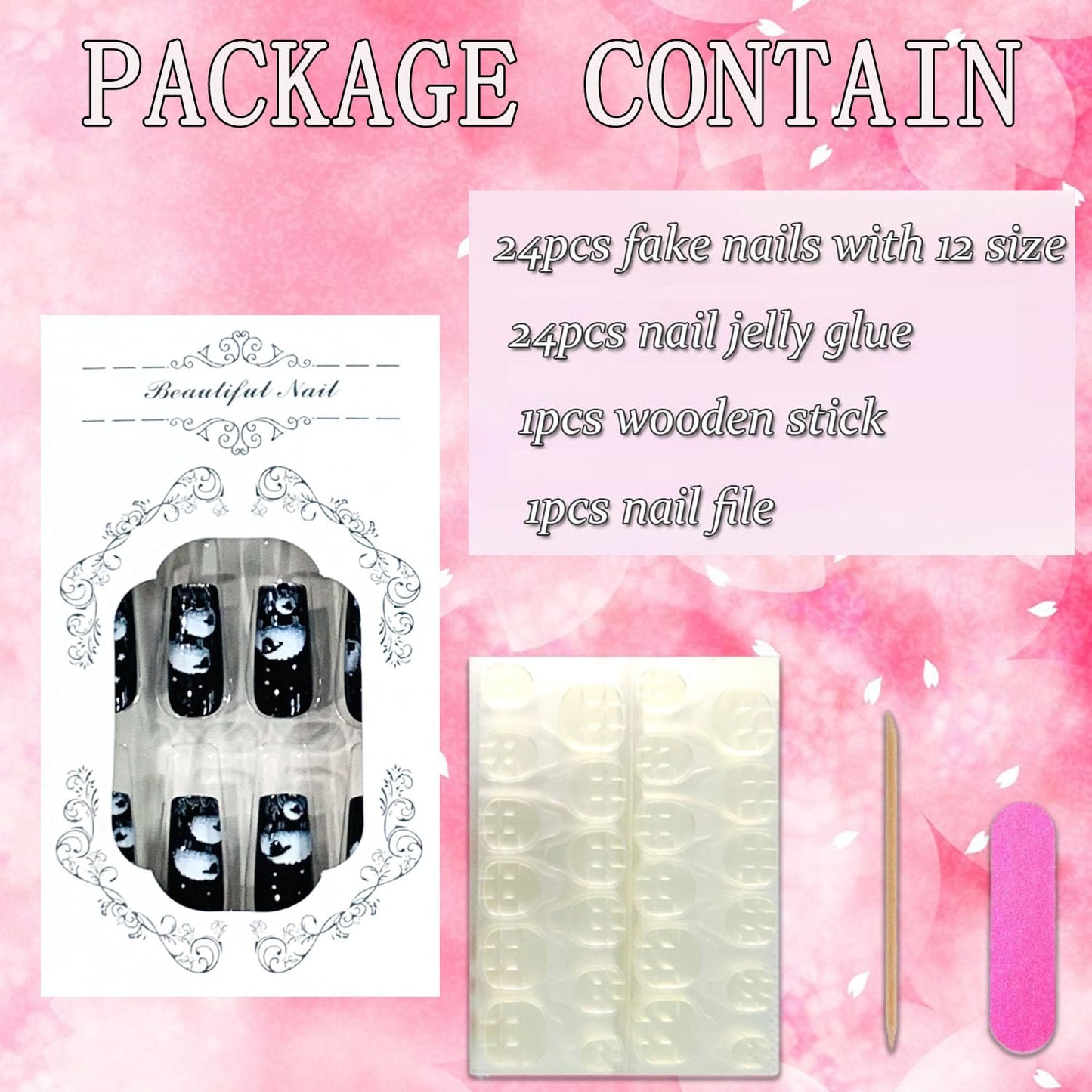 FIEONCIY Press on Nails Square Medium Length Glossy Full Cover Acrylic Square Shaped False Nails with Designs Artificial Short Coffin Fake Nails with Charms Glue ons Fingernails for Women(CY932)