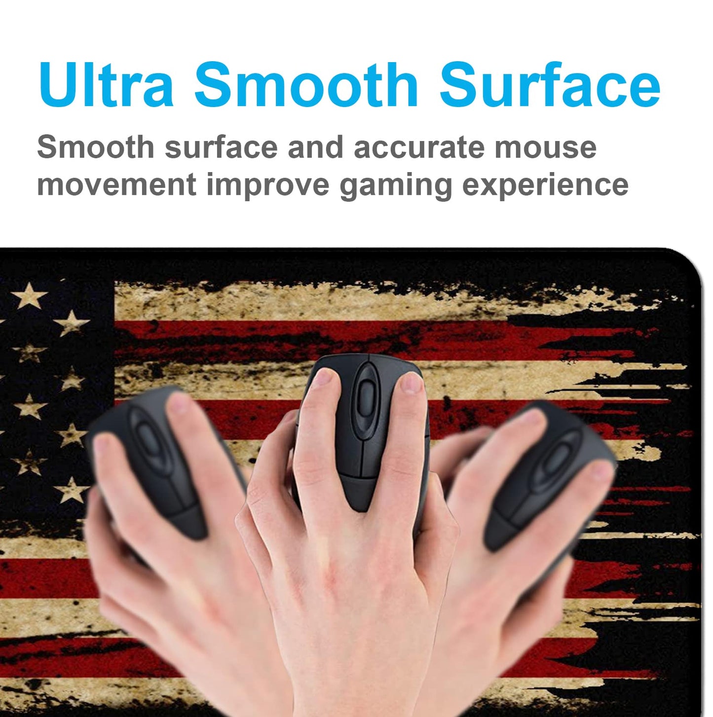 Large Extended Gaming Mouse Pad with Stitched Edges, Non-Slip Waterproof Rubber Base Mouse Pad for Office, Computer, Keyboard, Laptop and Home Desk Pad 35.4 x 15.7 x 0.12 Inch (American Antique Flag)