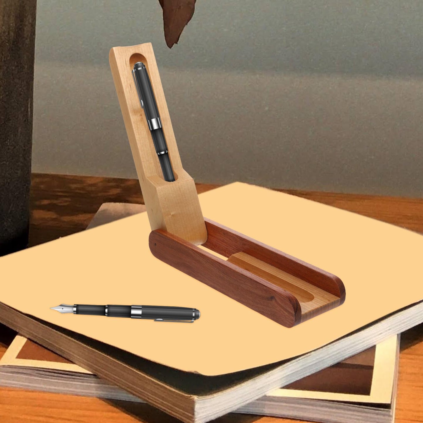 Wooden Pen Case Box Single Fountain Pen Case Empty Pen Box Pen Presentation Display Box Fountain Pen Container for Home Office Dekstop Stationery Supplies