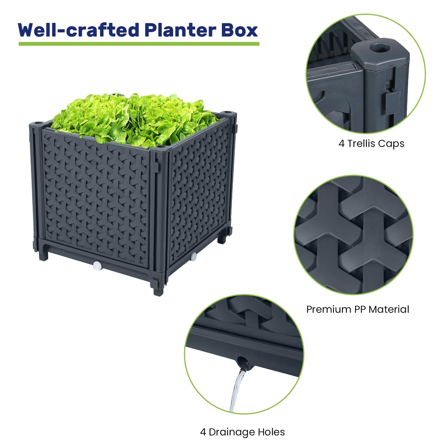 LINEX Raised Garden Bed Planter Box with Trellis, 41.3” & 56.7'' Tomato Planters for Climbing Plants Tomatoes Cage