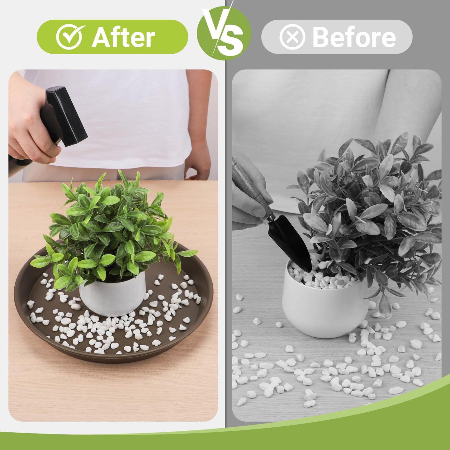 GREANER 12 Inch Plant Plates to Catch Water, 2PCS Brown Heavy Duty Humidity Trays for Indoor Plants, Deep Plant Saucer for Pot