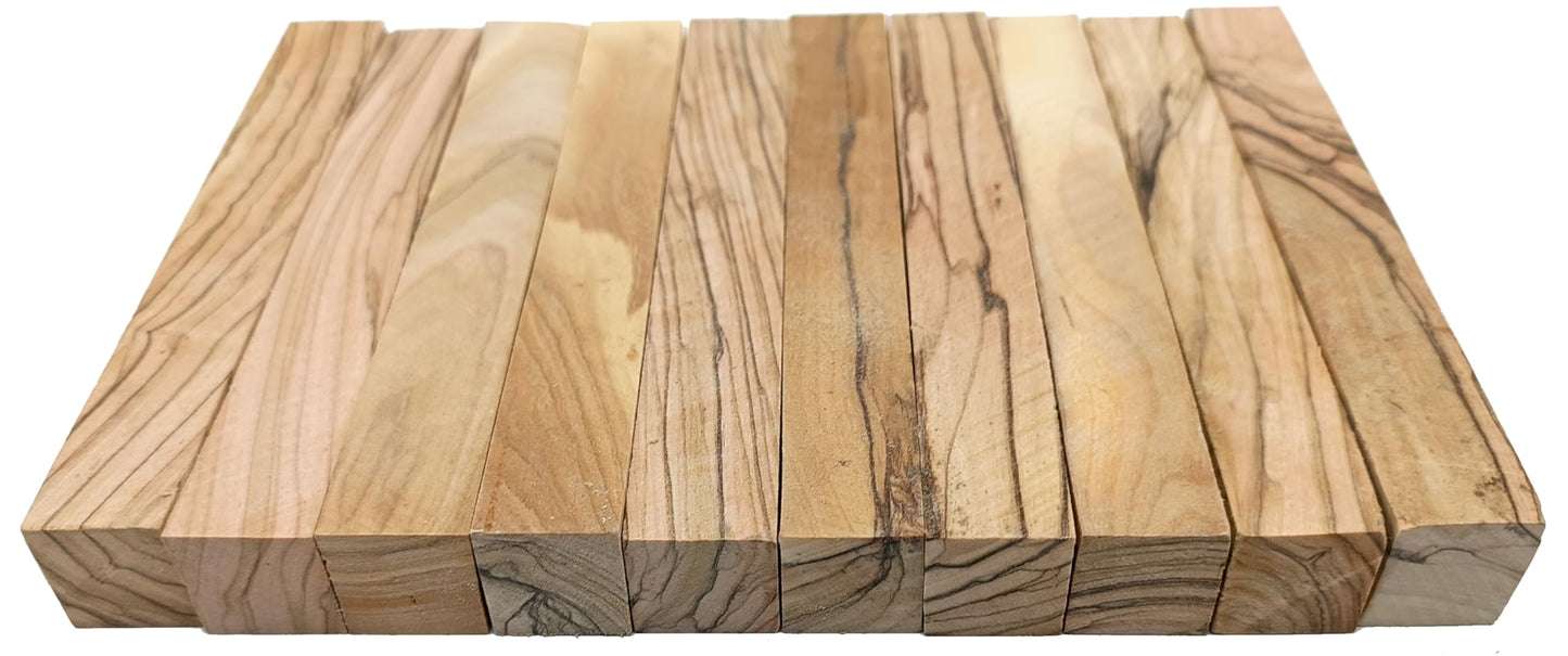 Zuluf 10 Authentic Bethlehem Olive Wood Pen Blanks with Certificates - BLANK104, Exotic Holy Land Wood Turning Blanks, 0.75" x 0.75" x 5" - Ideal for Pen Making, Woodturning, & Carving Projects