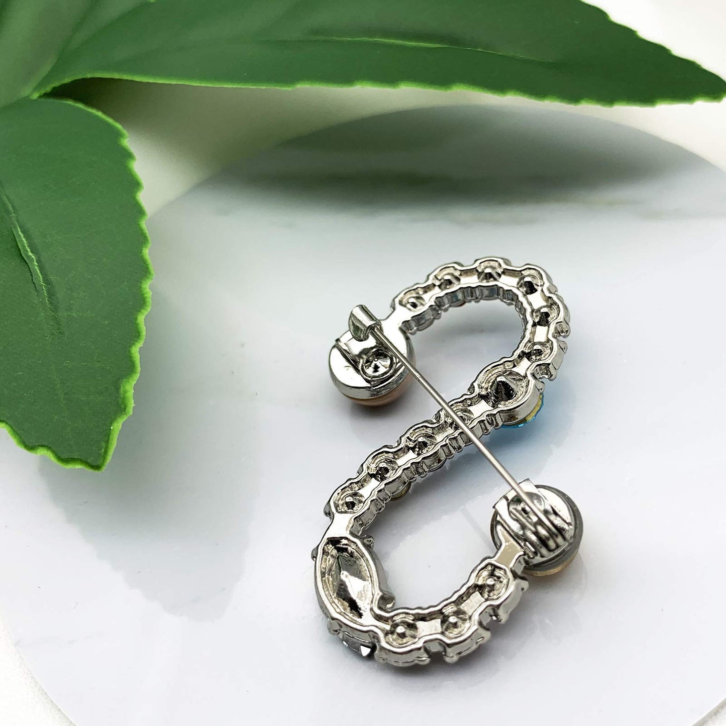 XGALBLA Letters S Plated Metal Stone Clear Colorful Crystal Lapel Pin Brooches Collar(Silver Tone)