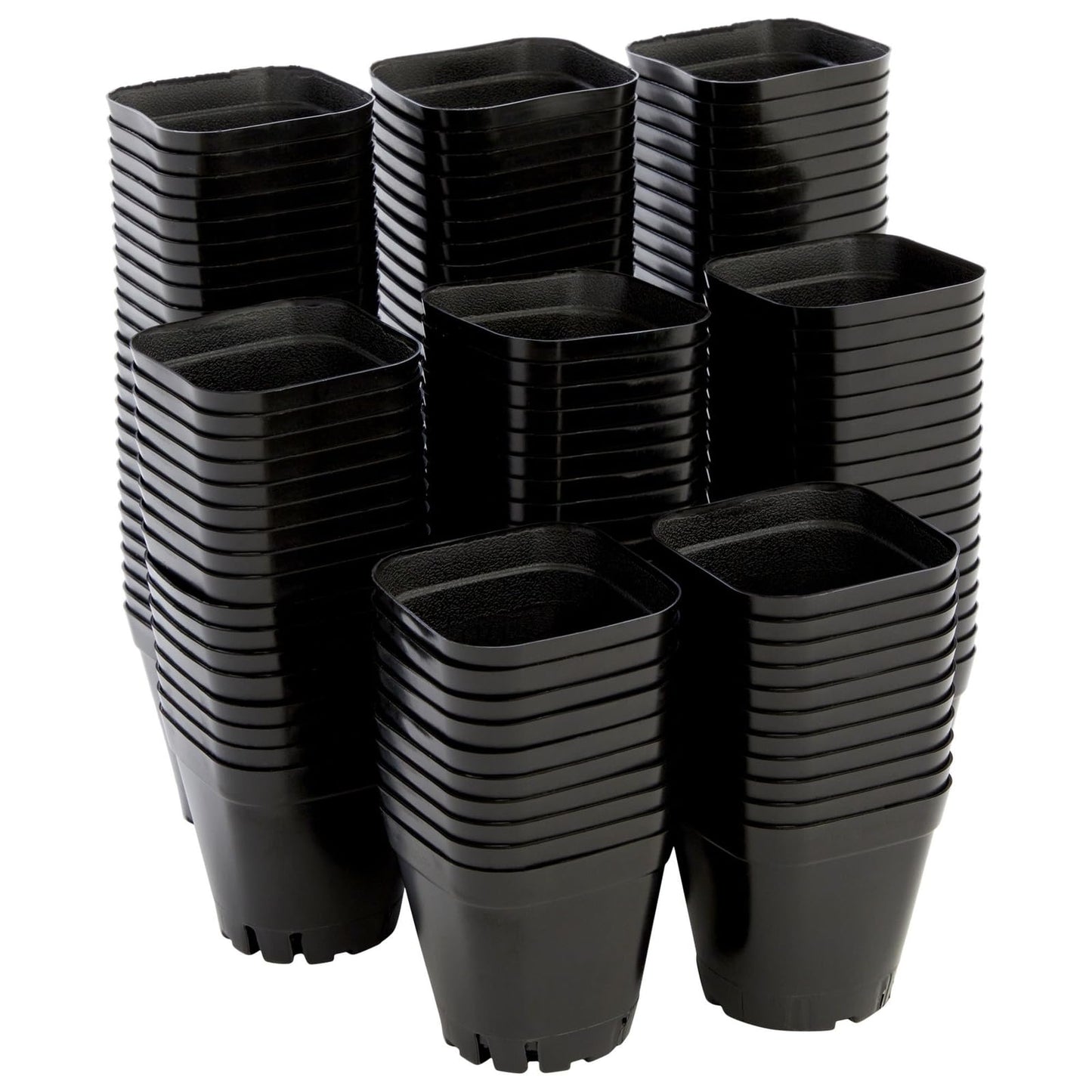 Juvale Square Nursery Pots - Seedling Planters with Drainage Holes - Versatile Pots for Plants & Succulents - Space-Saving Stackable Planters - 2.6 in, Pack of 150, Black