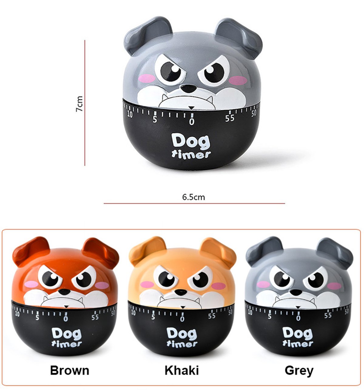 Kitchen Egg Timer,60 Minutes Dog Mechanical Rotating Cooking Timer (Grey)