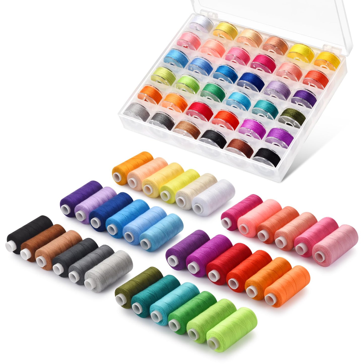 Eoehro 72pcs Sewing Thread Kit, 36 Colors Embroidery Thread, Prewound Bobbins, Sewing Machine Threads,400 Yards per Spool Polyester Thread for Sewing Embroidery Quilting