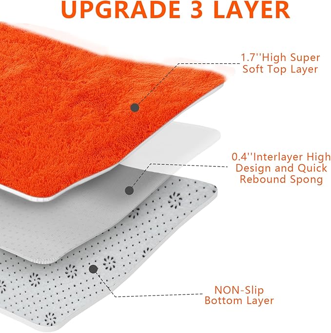 Shag Area Rugs for Bedroom Living Room,Orange 4X6 Ultra Soft Fluffy Area Rugs for Dorm, Indoor Carpet Nursery Rugs for Kids Room Home Halloween Decor