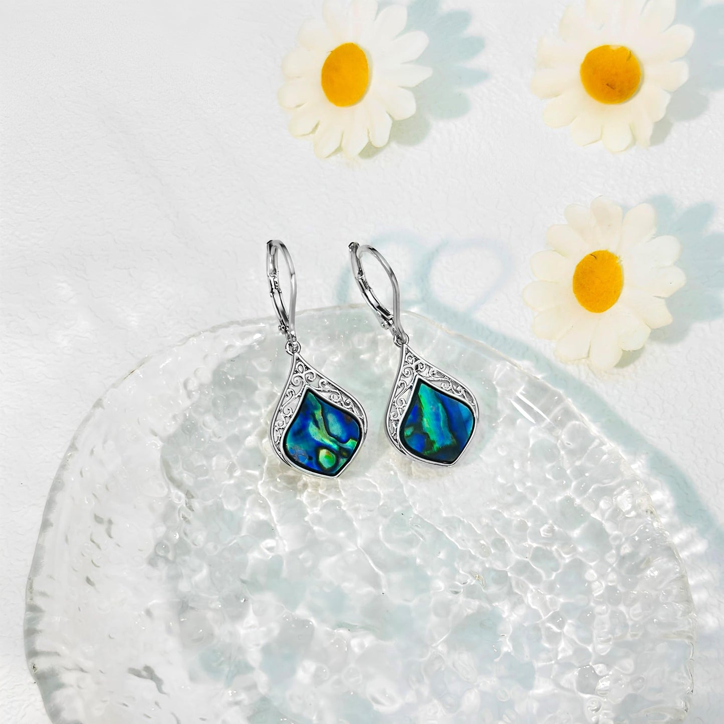 TALYKONG Abalone Shell Earrings for Women Dangle Boho Leverback Earrings Handmade Vintage Jewelry Gifts for Women (abalone shell earrings)