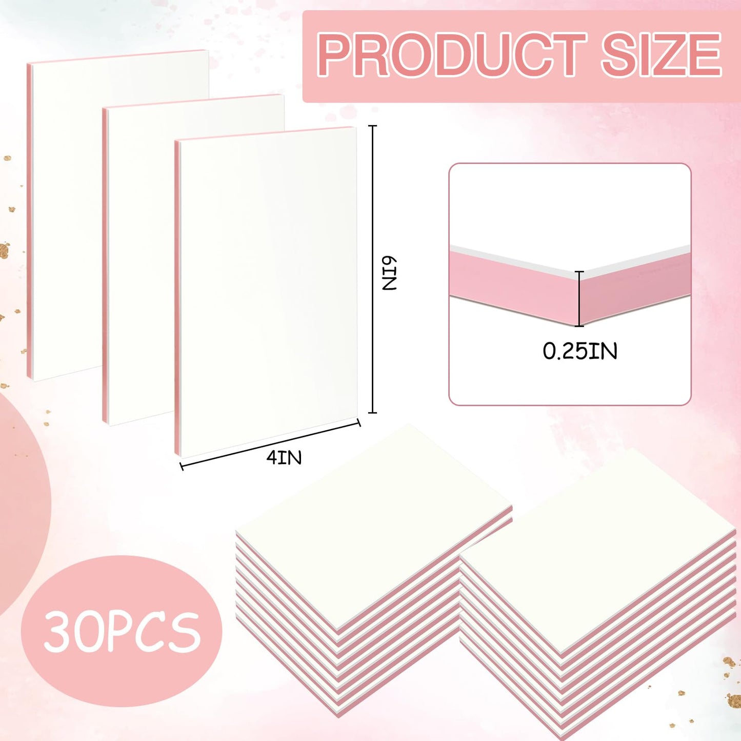 Frienda 30 Pack 4"x6" Rubber Stamp Carving Blocks Bulk Rubber Carving Linoleum Blocks for Printmaking Printing DIY Craft Project Supplies Soft Stamp for Beginners and Professional (White Pink)
