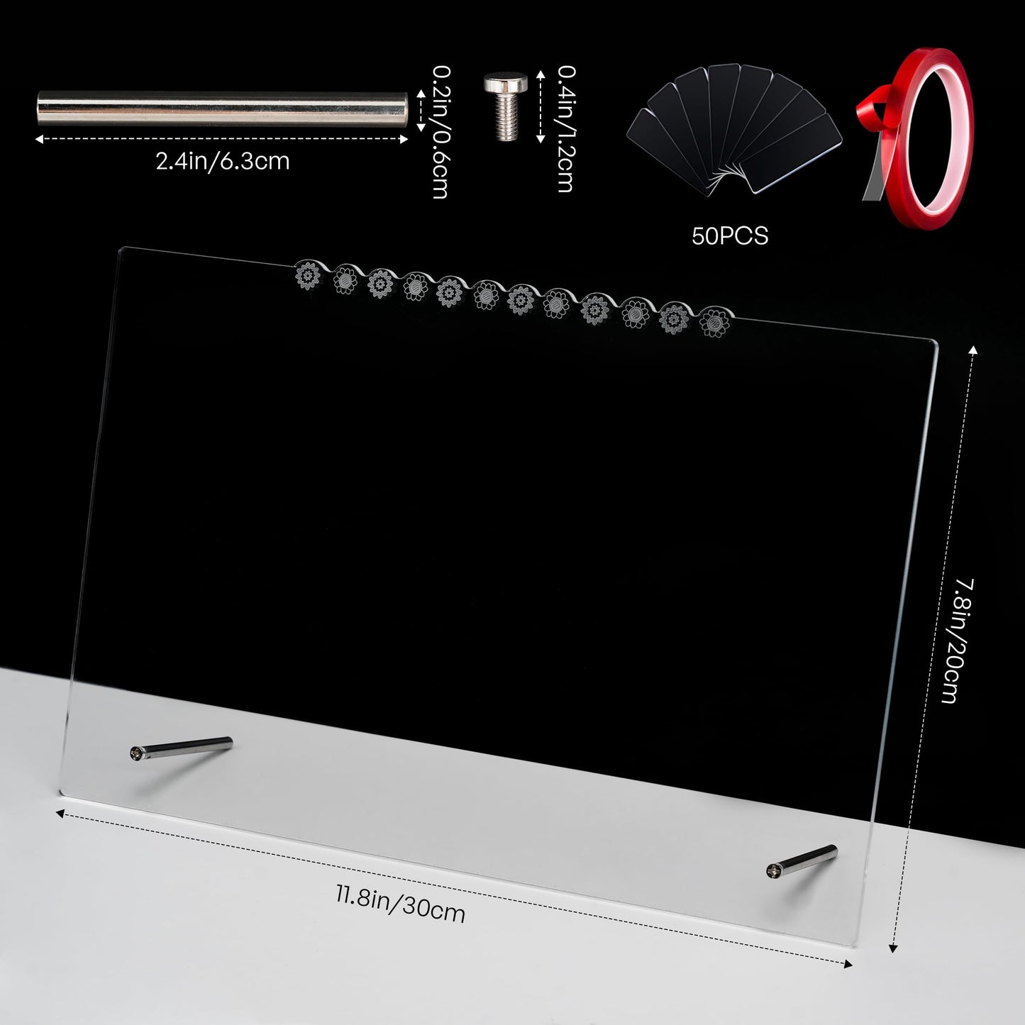 Nail Art Display Board, Acrylic False Nail Tips Sample Display Nails Colors Sample Display Stand with 50pcs Small Display tips and double side tape for Salon Nails Art Practice (Extra Large)
