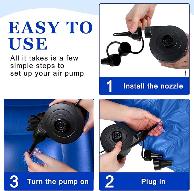 Realspring 6 Pcs Bean Bag Chairs for Adults Inflatable Chairs with Electric Air Pump,Blow up Couch Folding Portable Inflatable Couch Lazy Sofa for Reading Living Room Camping (Dark Blue)