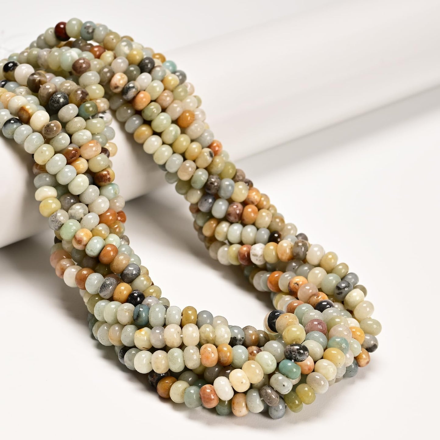 ICAI 4x6mm Natural Rondelle Beads – Loose Gemstone Spacers for DIY Jewelry Making (Color Amazonite)