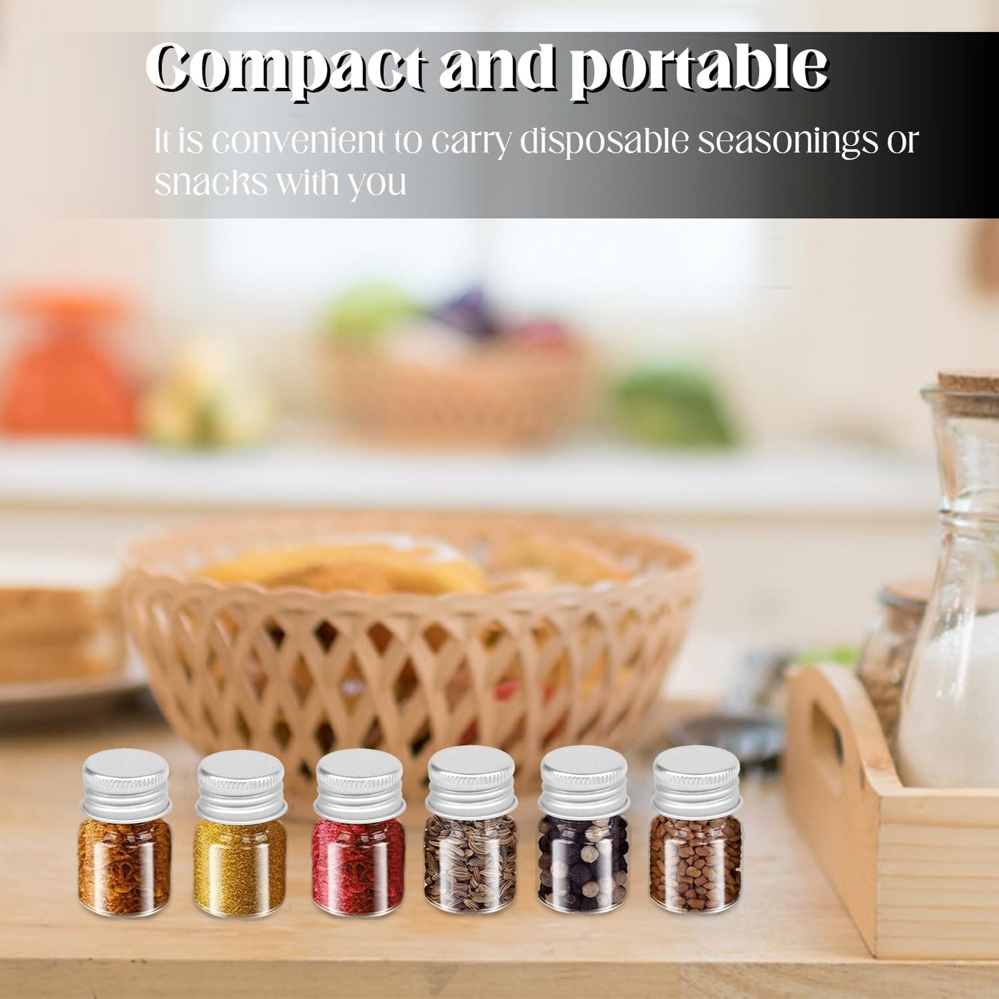 ZSDRTYU Small Glass Jars With Lids, 100 Pack 5ml Small Jars Mini Jar With Lids Glass Bottles Mini Bottles For Diy Art Craft Storage (Silver)