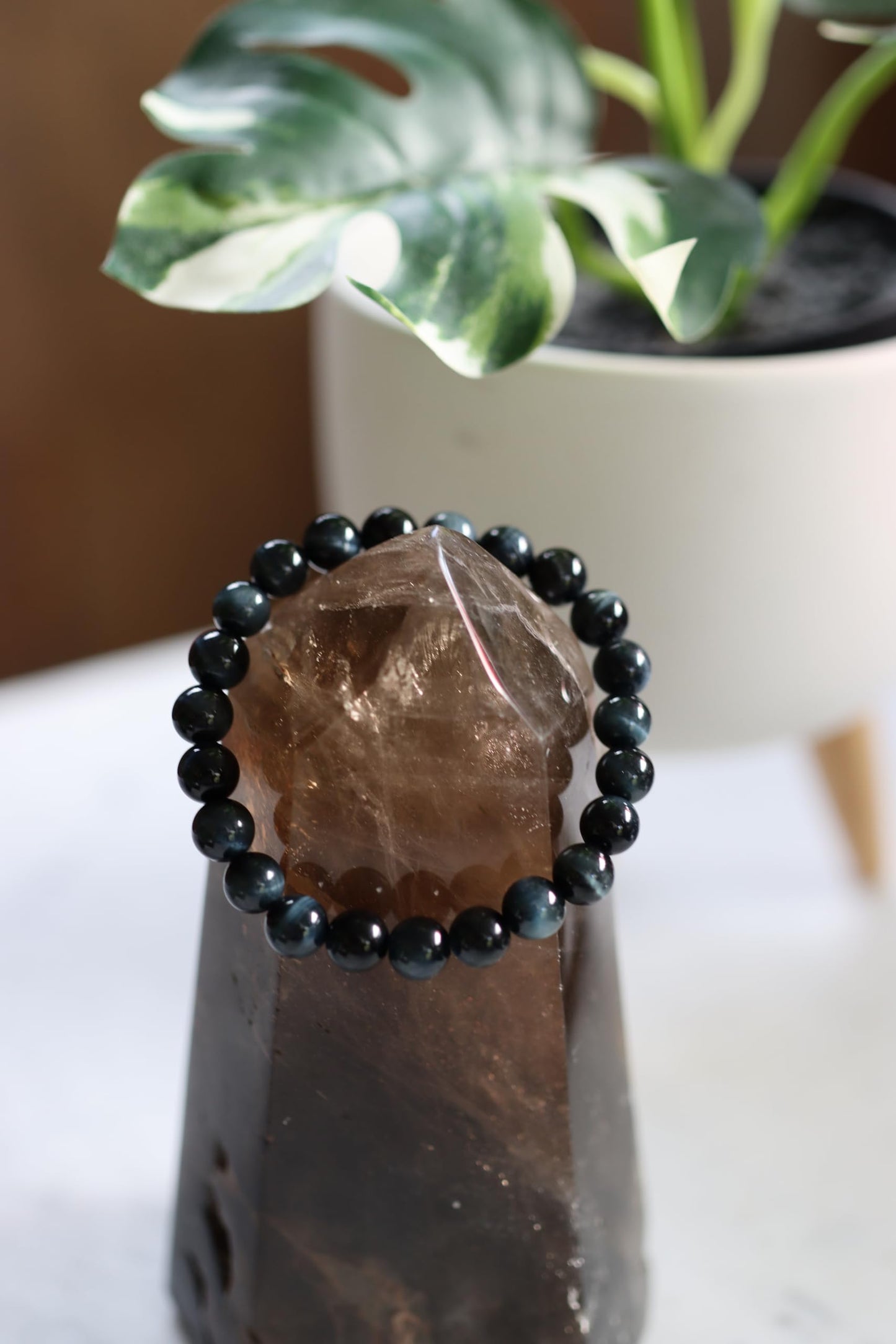 The Vida Handmade AAA+ Quality Crystal Stretch Elastic Bracelet - Nature Gemstone - Jewelry Gift - Holiday Gift - For Women & Men (Blue Tiger Eye)