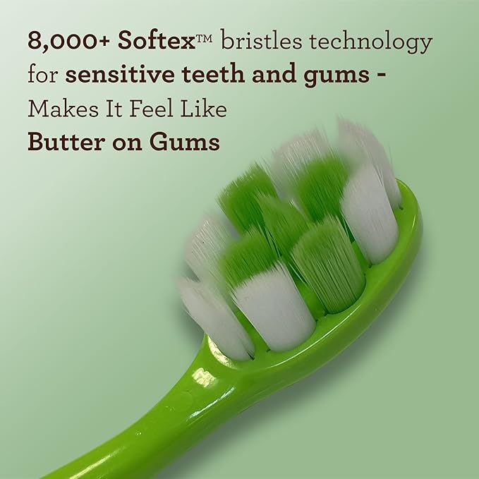 GuruNanda Butter On Gums Toothbrush, ADA Accepted, with 8000+ Ultra Soft Softex Bristles for Sensitive & Receding Gums, Perfect for Whiter Teeth, 8 Ct