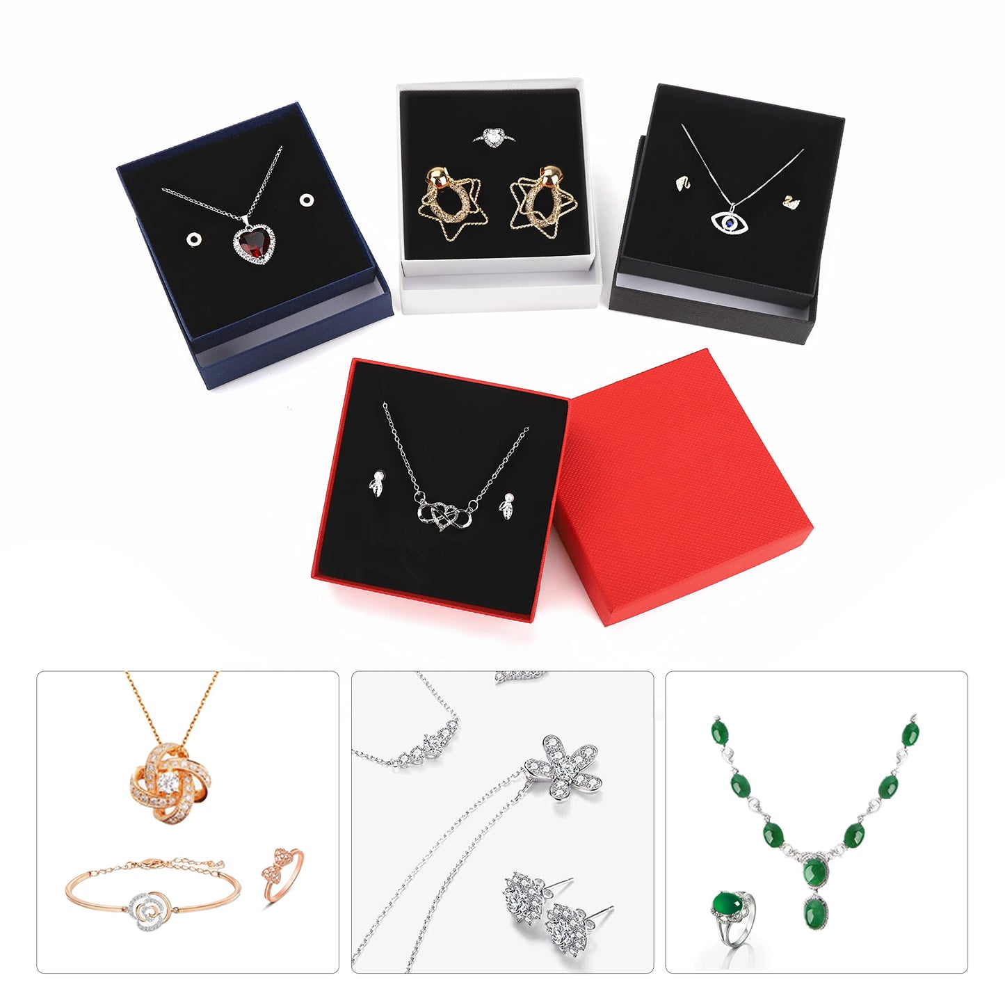 Frantis 20 Pack Jewelry Gift Boxes - 3.9x3.9x1.1 Inch Small Cardboard Boxes with Lids for Earrings, Necklaces, Bracelets, Rings & Handmade Bangle Display (White)