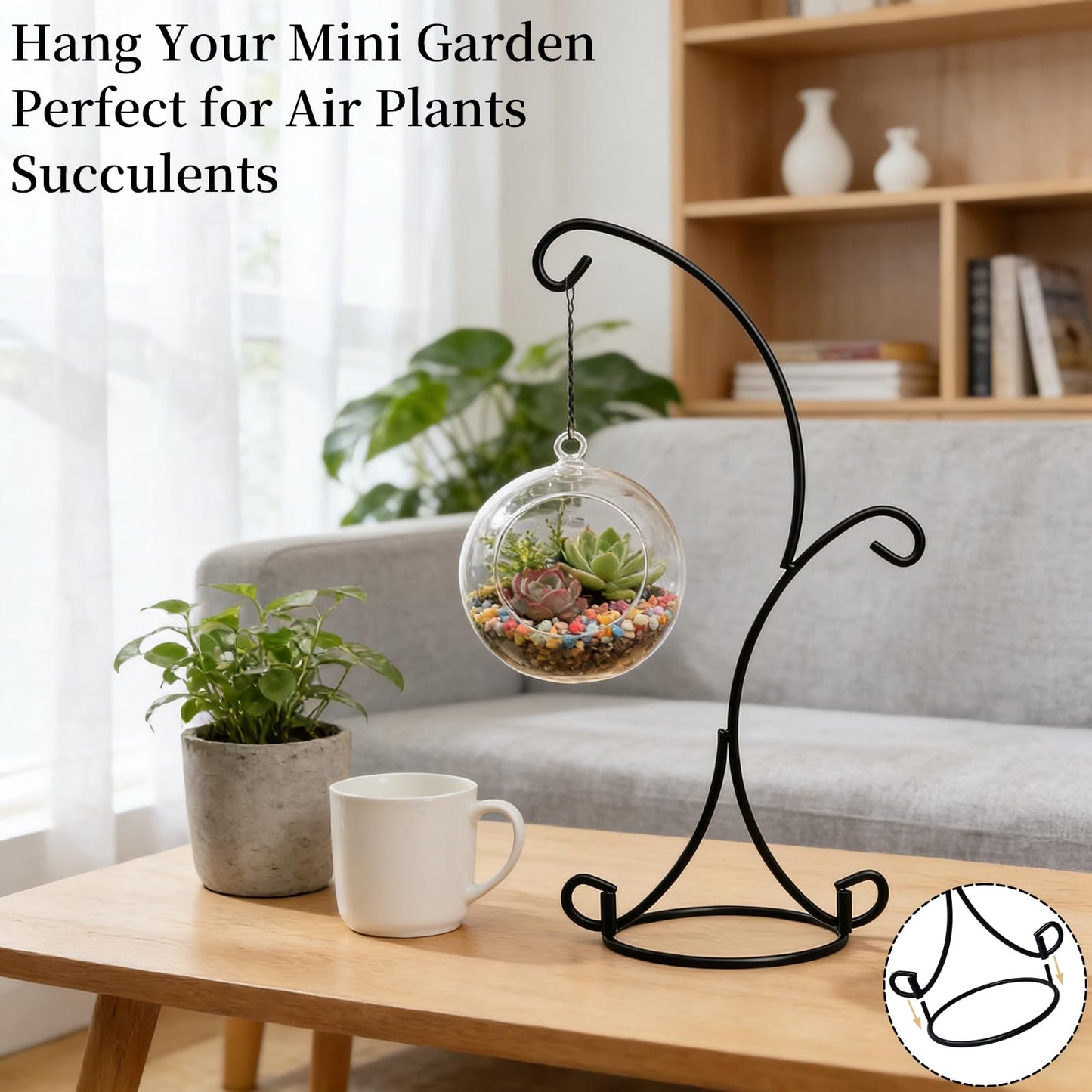 Archi 3 Pack Ornament Display Stand Iron Pothook Stand for Hanging Glass Terrarium (Human Stand)