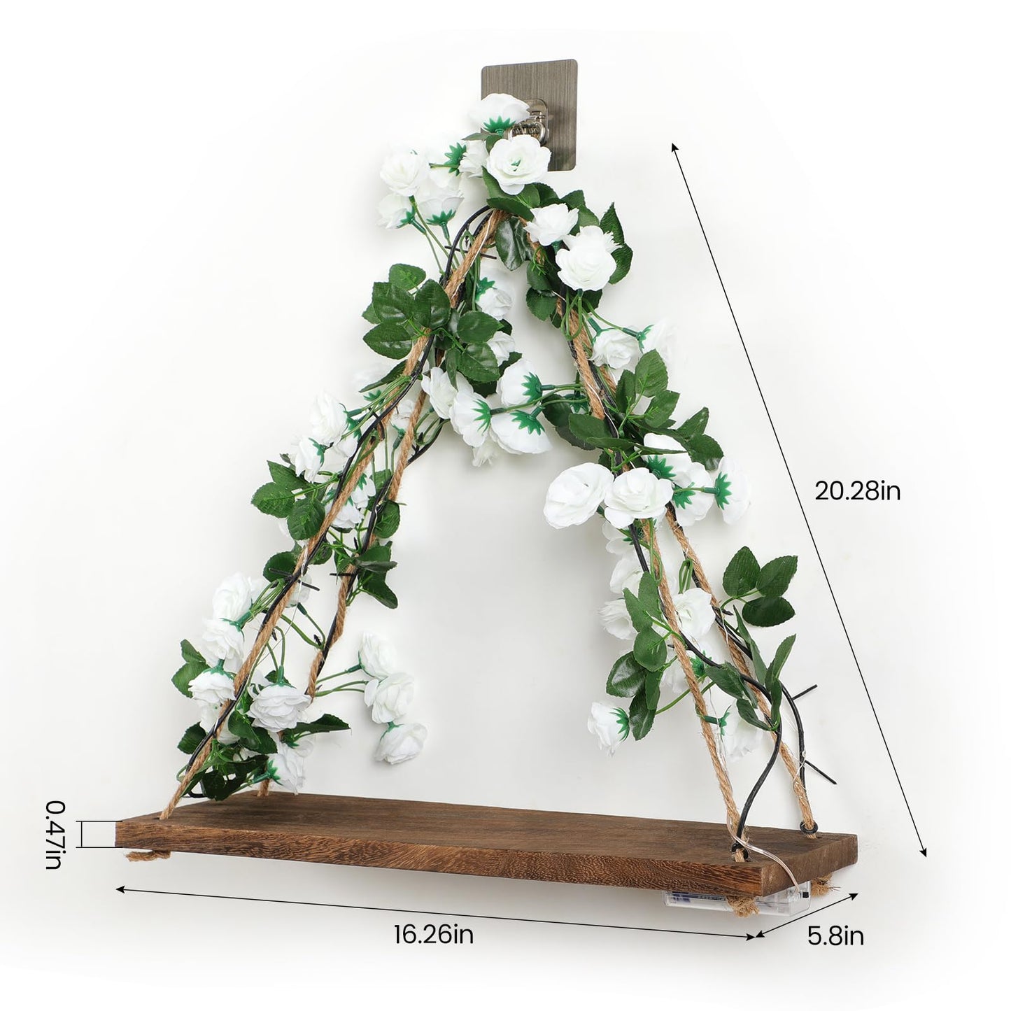 Forest Angle Shelf for Wall,Floating Shelves,Floating Shelves for Wall No Drilling,Adhesive Shelves,Command Strip Shelf,Room Decor Aesthetic,Plant Shelf Wall,Whimsical Decor,2-Piece Set(White Flower)