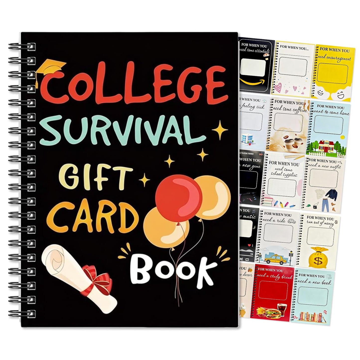 zhjely College Survival Gift Card Book, Graduation Gift Card Book 2026, 7 x 5 Inch College Survival Booklet Organizer Leaving Home High University School Care Package