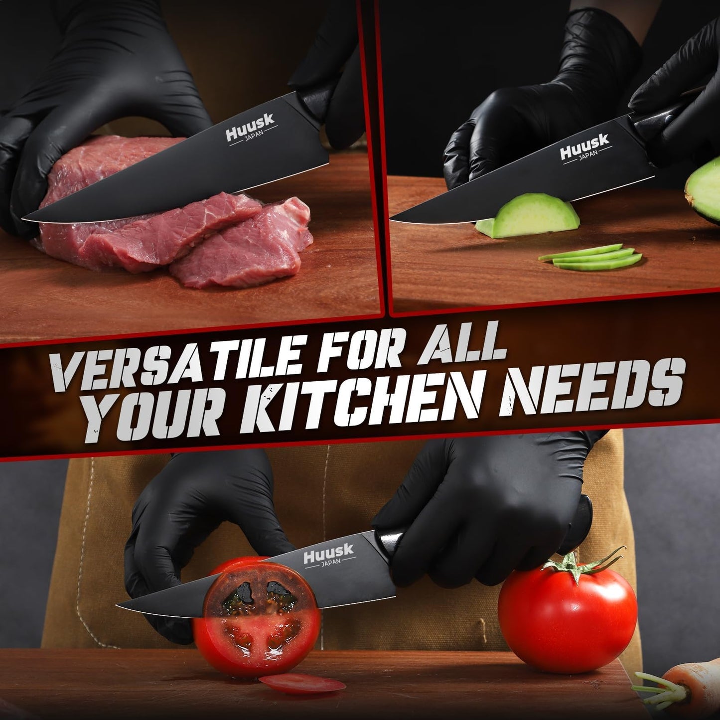 Huusk 8" Chef Knife with 5.7" Japanese Kitchen Utility Knife