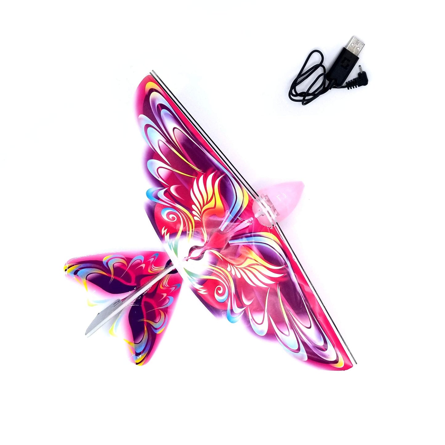 Self Flying eBird Pink Butterfly - Electronic Flying Bird Drone Toy. Adjust The Rudder to Make The Flapping Wings Bird Fly Forward and Back to You. 3 Flying Models! No Remote Control Needed