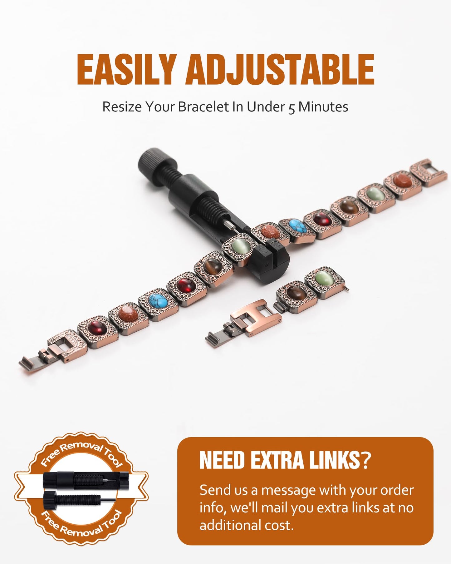 Jecanori Copper Bracelets for Women, Magnetic Bracelets for Women with 3800 Gauss Ultra Magnets and Sizing Tool