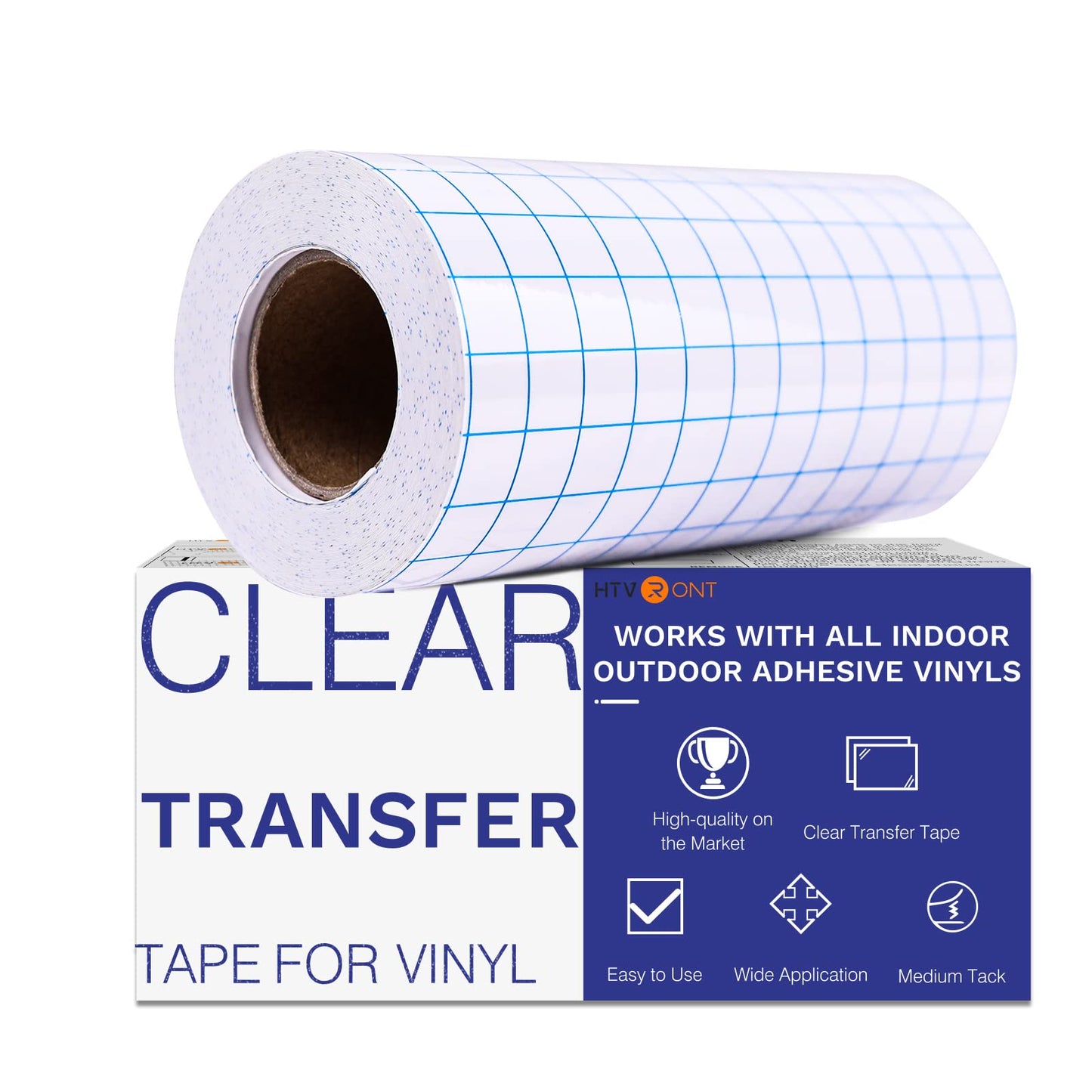 HTVRONT Transfer Tape - 6" x 50 FT Blue Alignment Grid Clear Transfer Paper - Application Vinyl Transfer Tape Roll for Self Adhesive Vinyl for Signs, Stickers, Decals, Walls, Doors & Windows