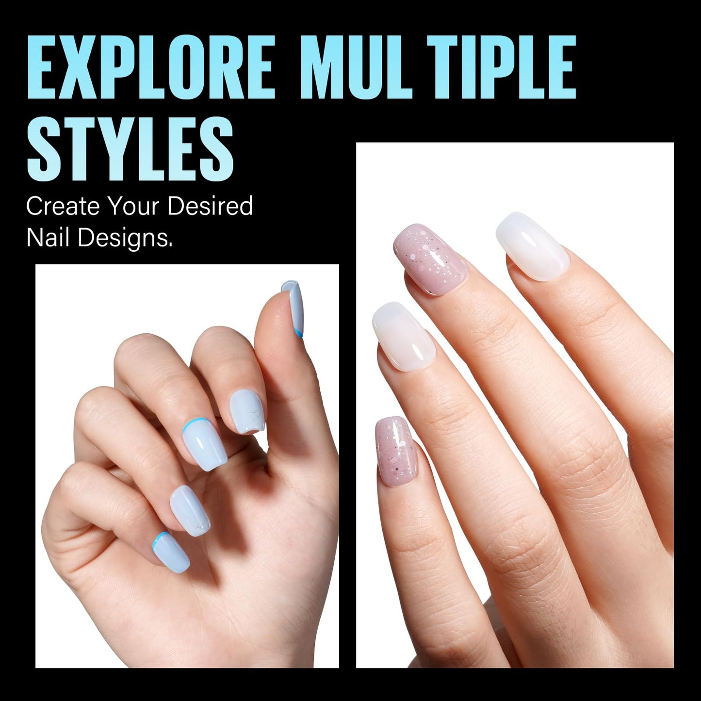 TOMICCA Extra Short Square Nail Tips,15 Sizes 240Pcs Squoval Fake Nails Half Matte Acrylic Gel Nail Tips Full Cover False Nails for Nail Extension Home DIY Salon