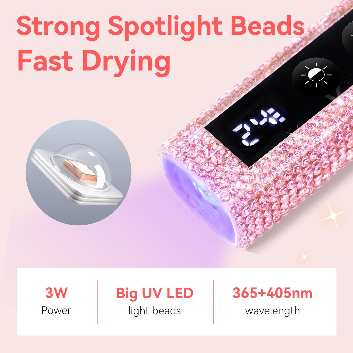 Makartt UV Nail Lamp, Handheld Flash Cure Lamp with Painless Mode 800mAh Rechargeable Portable Nail Light with LCD Display & 3 Timers for Home & Salon DIY(Diamond)