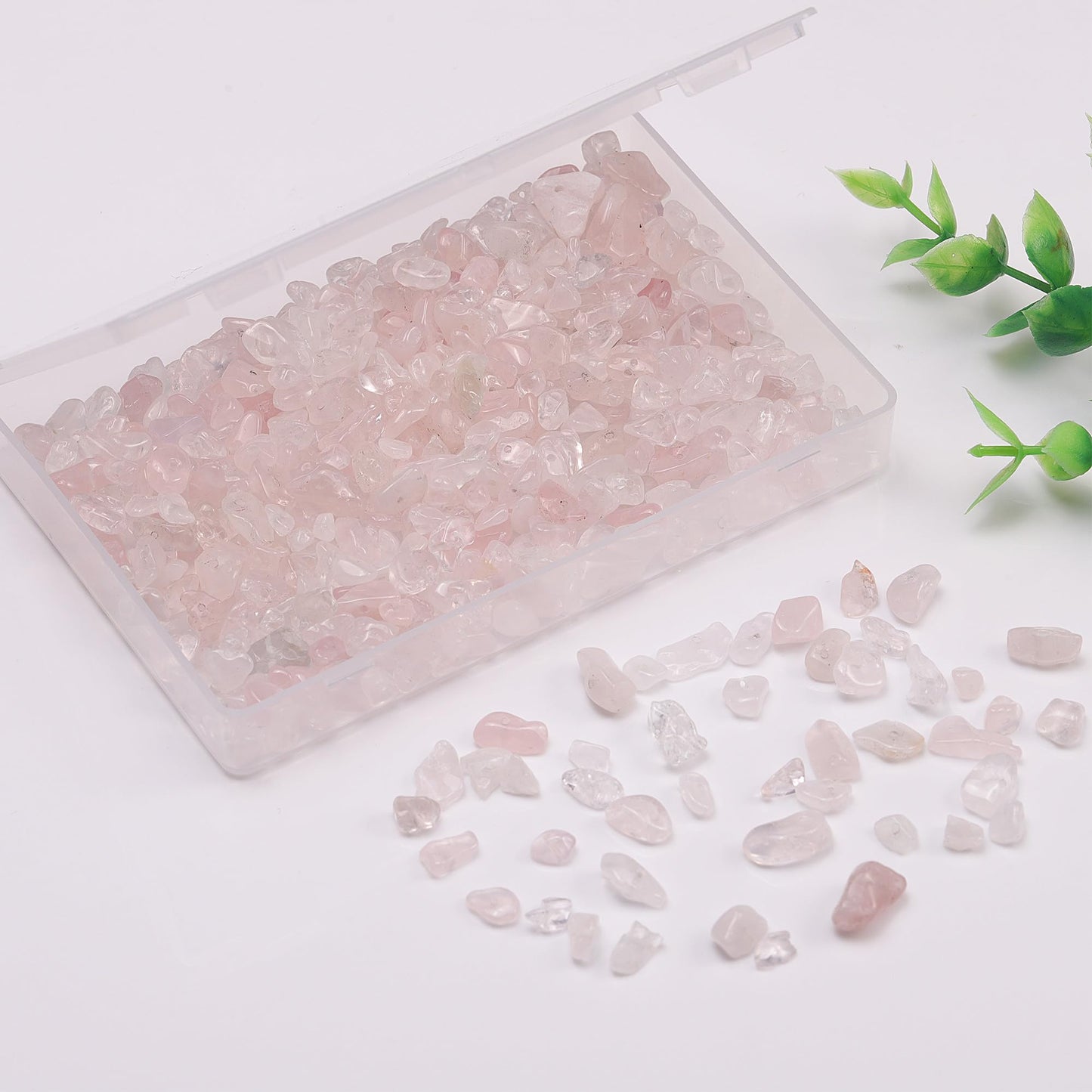 Youngbling Natural Chip Stone Beads 450 Pcs 5-8mm Healing Crystal Irregular Gemstone Drilled Lose Rocks Rose Quartz Beads for Bracelet Jewelry Making