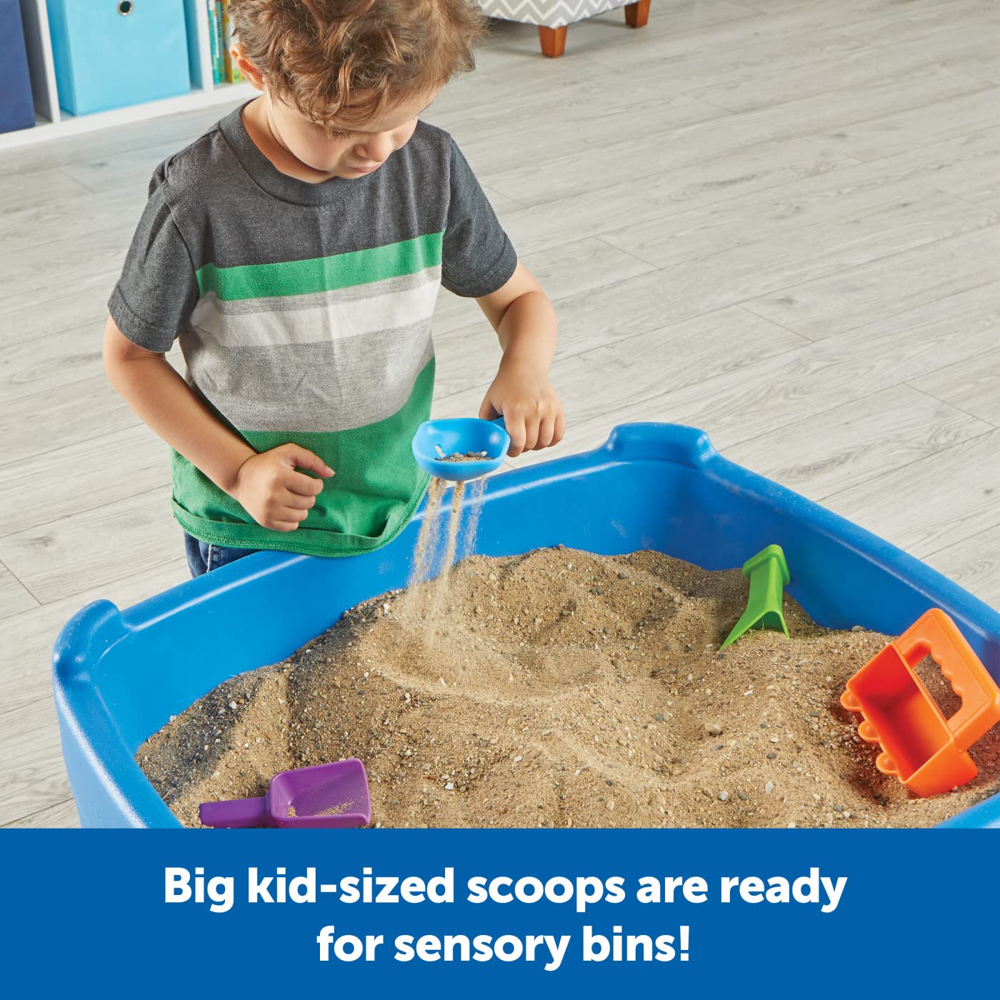 Learning Resources Helping Hands Sensory Scoops - Fidget Sand Toys, Water Bin Play, Tool Set, Fine Motor Games, Toddler Daycare Essentials, Preschool Sensory Bin Toys, Outdoor Toys for Toddlers 3-5