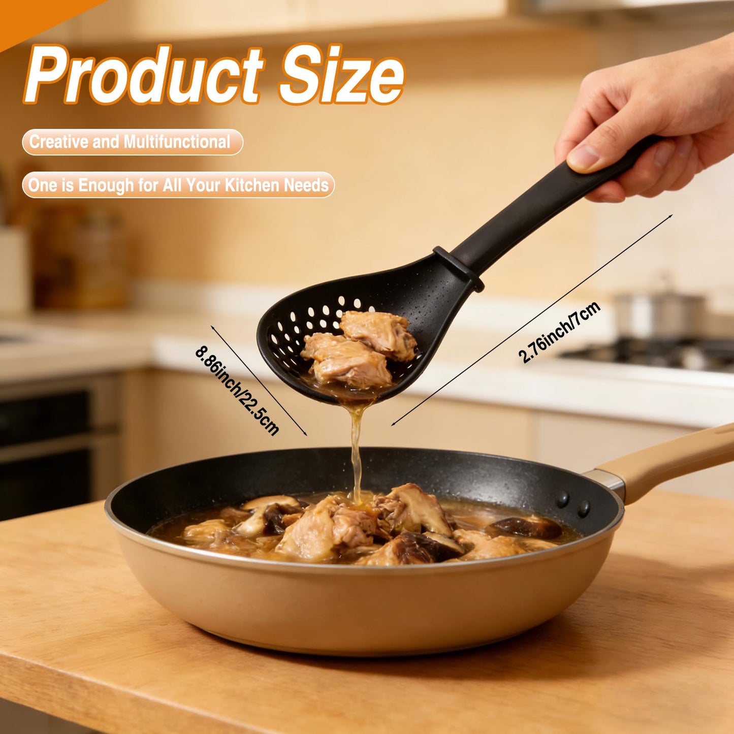 Multifunctional Kitchen Cooking Spoon,Upgraded Heat Resistant Kitchen Utensils Slotted Spoon,Small Silicone Spatula Spoon for Cooking,Draining,Mashing,Grating,Separating(Mix)