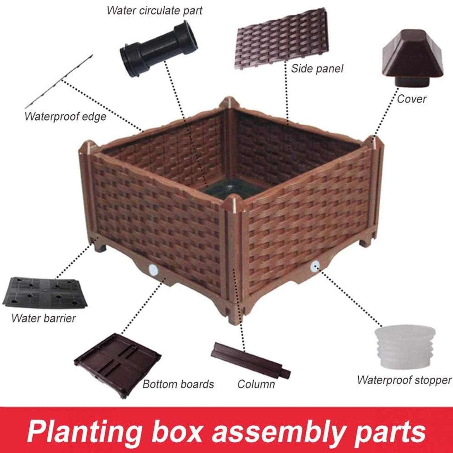 FMXYMC Elevated Planting Box, Outdoor Planter Boxes with Legs, Modern Rattan-Style Plastic Plant Stand, Garden Raised Bed for Vegetables,48"x16"x14"/120x40x36cm