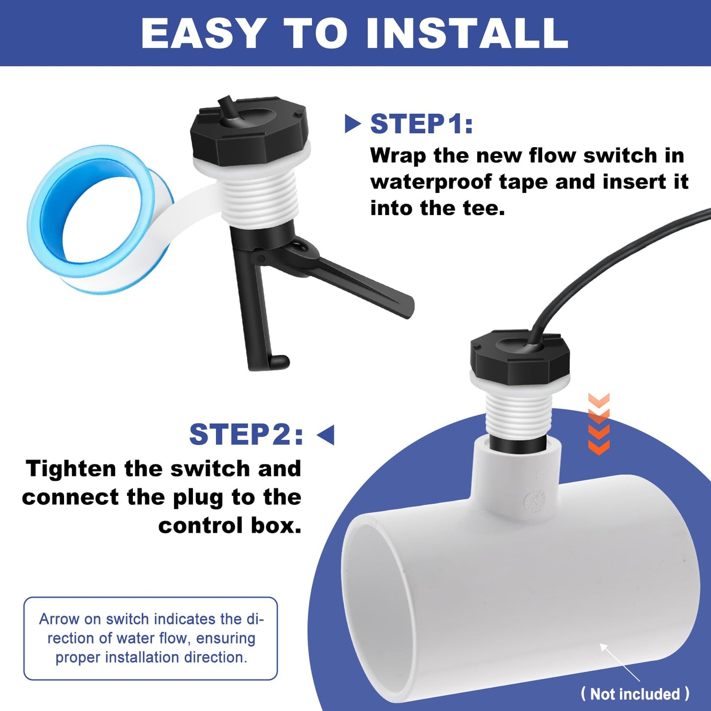 Upgraded GLX-FLO-RP Pool Flow Switch Compatible with Hayward Goldline and Aquarite Salt Systems Water Flow Sensor Assembly Salt Cell Pool Flow Sensor with 15ft Cable