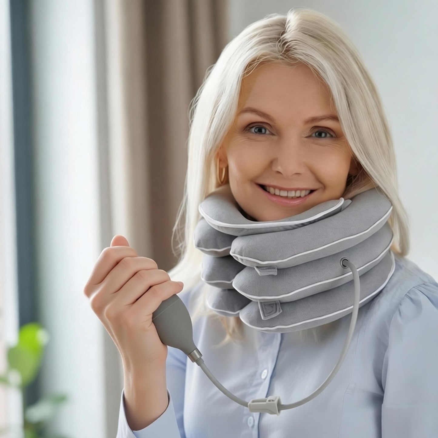 Variona FDA Registered Neck Traction Device for Pain Relief – Inflatable Cervical Neck Stretcher for Home Use, Adjustable Support for Neck Stiffness & Posture, Fits 12"–17" Neck Size