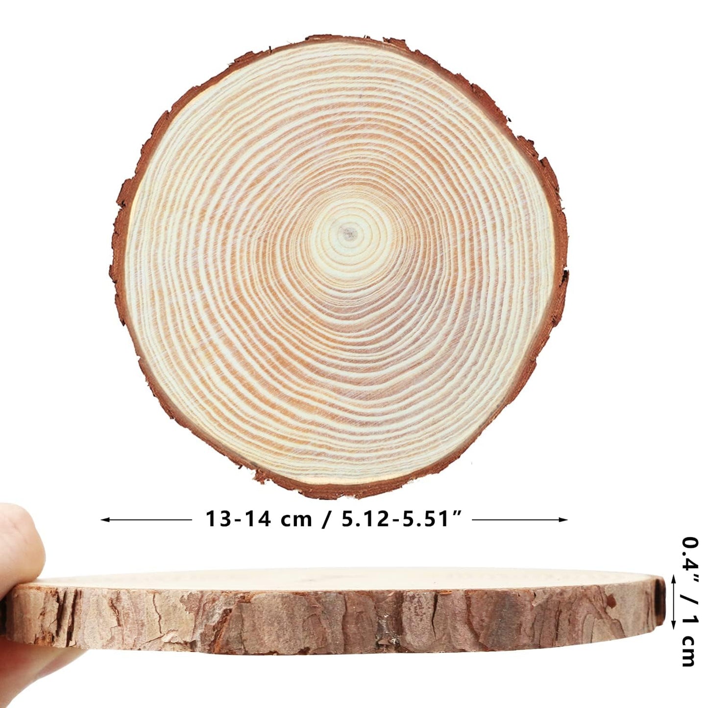 FSWCCK 17 PCS Unfinished Wood Slices for Centerpieces - 5.1-5.5 Inch,Round Natural Discs with Tree Bark, Wooden Cookies Circles for Crafts Christmas Ornaments, Rustic Wedding Decor,Table Decoration