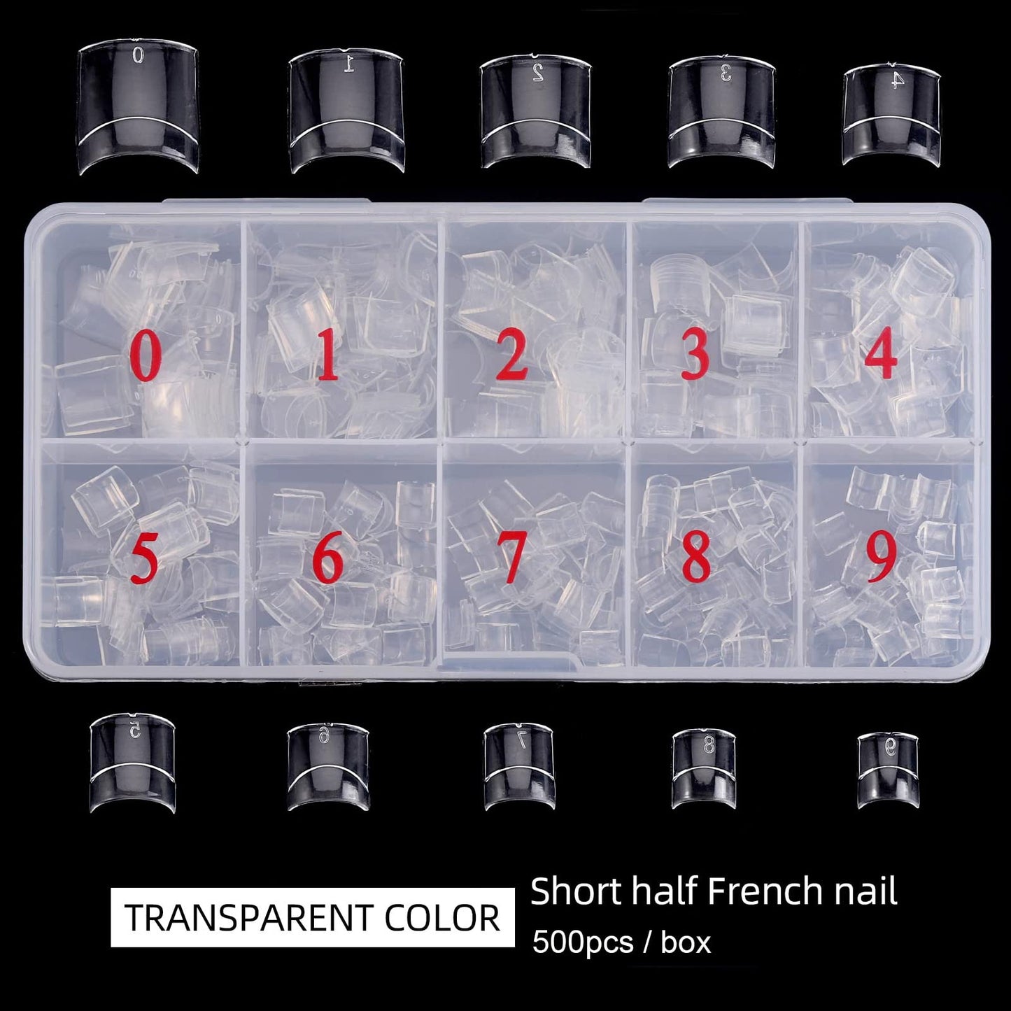 Square Nail Tips Half Cover 500Pcs Clear Acrylic Nails French Short False Nails with Box