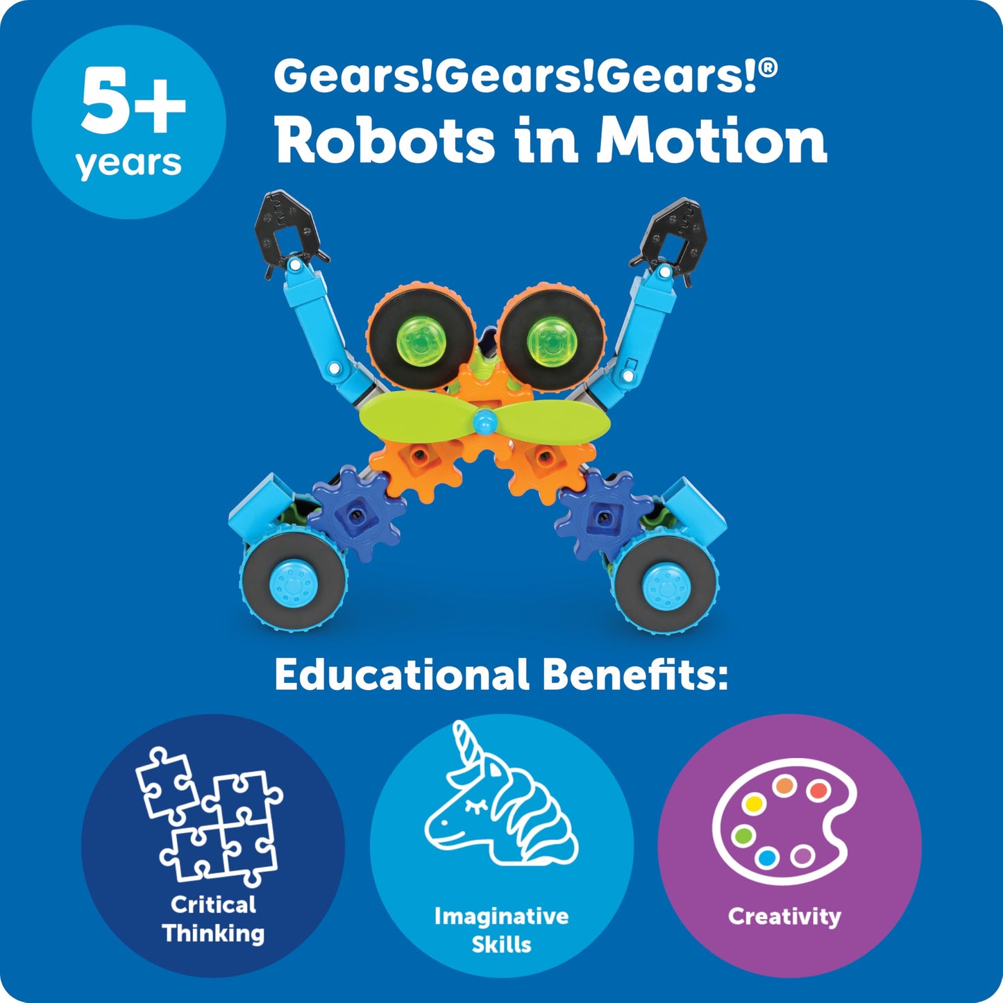 Learning Resources Gears Gears Gears Robots In Motion - Building Toys, STEM Activities, Fine Motor Skills, Toddler Construction Explorer Kit, Kindergarten Science, Boys and Girls Gifts
