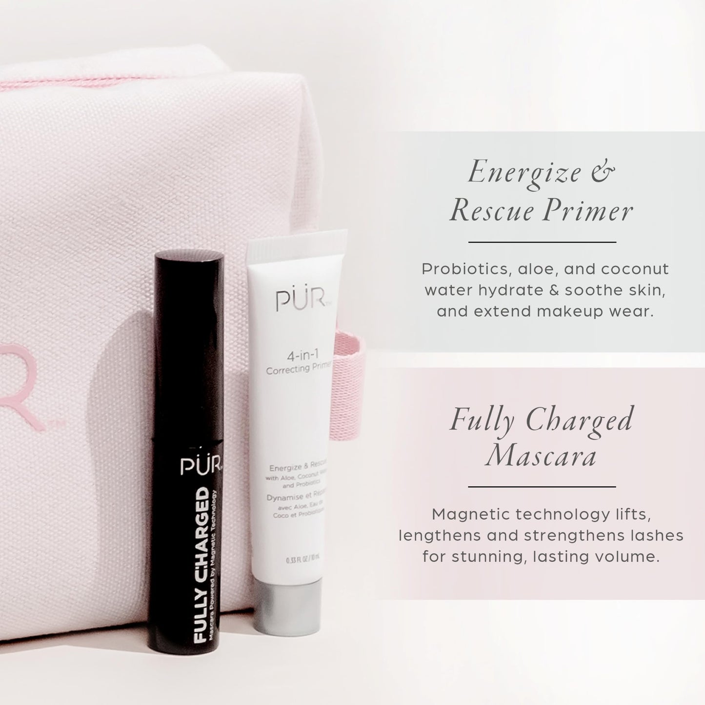 PÜR MINERALS Multitasking Essentials Kit, Medium Dark - Makeup Gift Set Includes 4-in-1 Correcting Primer, Fully Charged Mascara, 4-in-1 Pressed Mineral Powder & 1 Chisel Brush